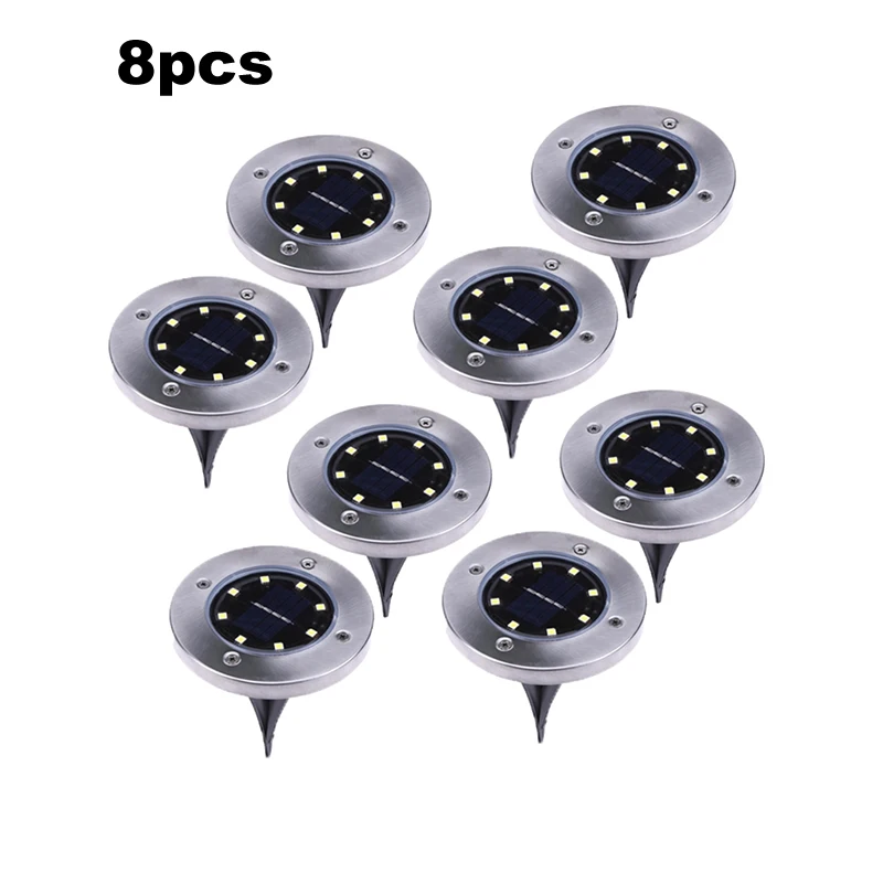 

4pcs 8 led Ground Light Solar Powered Garden Landscape Lawn Lamp Buried Light Outdoor Road Stairs Decking light With light Senso
