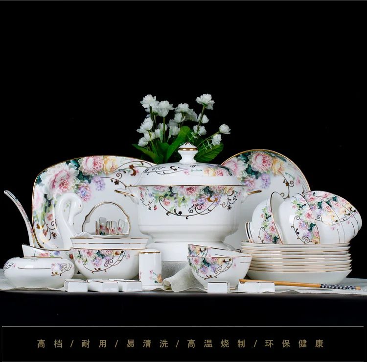 Tableware set wholesale Jingdezhen Ceramic tableware 60 head fog to see flowers European tableware Dish Set customization
Tableware set wholesale Jingdezhen Ceramic tableware 60 head fog to see flowers European tableware Dish Set customization