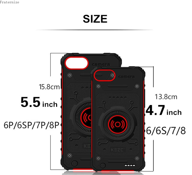 Чехол для зарядки Slim Shockproof Armor Three Defense Wireless Charger Battery Case для iPhone X XS 6 6S 7 8 Plus SE 2020 с функцией зарядного устройства и защитой.