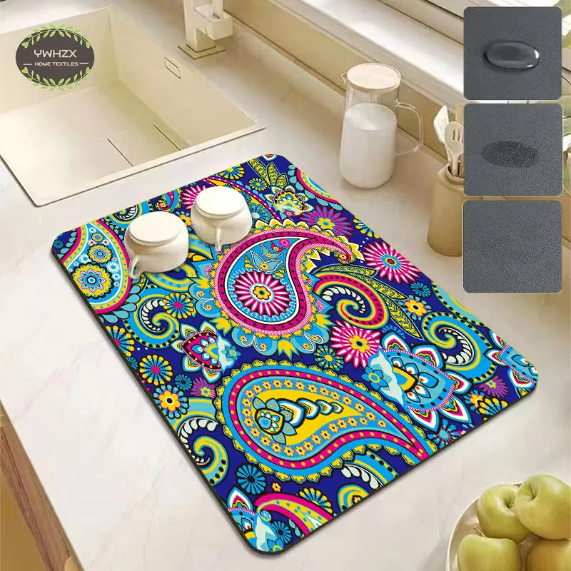 Paisley Pattern Drainage Mat Dish Drainer Easy To Clean Quickly Dry Durable Counter Top Mat Diatom Mud Kitchen Decor Accessories
Paisley Pattern Drainage Mat Dish Drainer Easy To Clean Quickly Dry Durable Counter Top Mat Diatom Mud Kitchen Decor Accessories