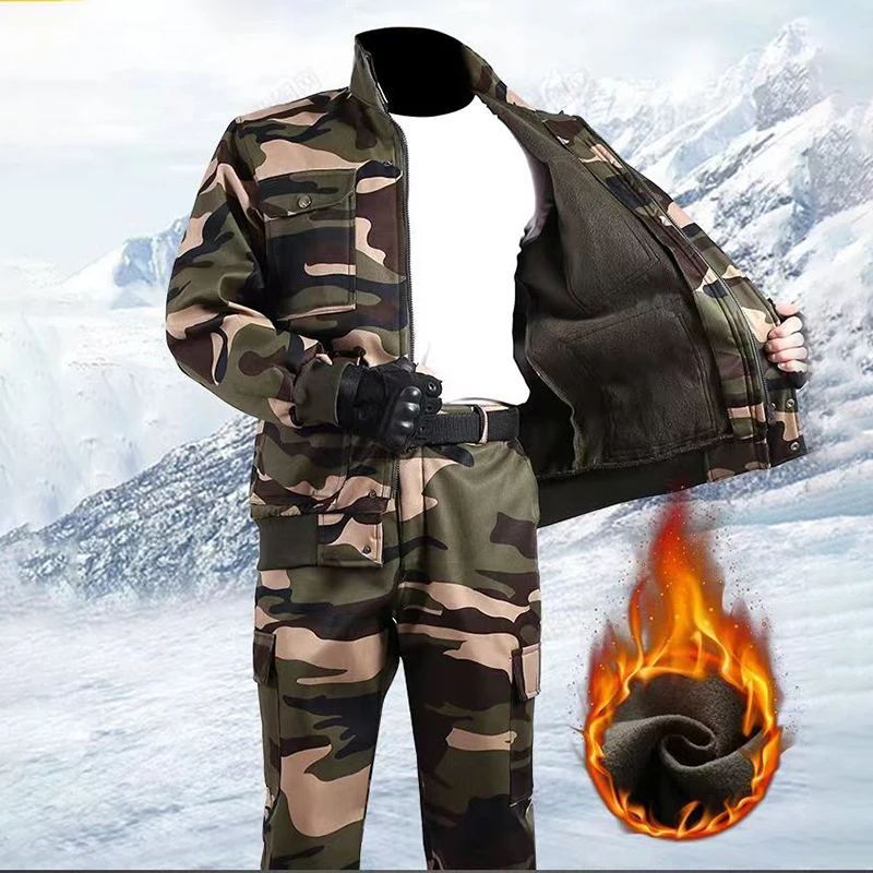 Plush Outdoor Work Clothes Men's Clothing Autumn Cold Proof Warm Jacket Coat Pants Two Piece Short Velvet Loose Camouflage
Plush Outdoor Work Clothes Men's Clothing Autumn Cold Proof Warm Jacket Coat Pants Two Piece Short Velvet Loose Camouflage