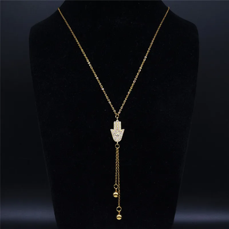 Hamsa Hand Copper Stainless Steel Long Necklaces Women Gold Color Tassel Necklaces Pendants Jewelry collares largos N55S07
Hamsa Hand Copper Stainless Steel Long Necklaces Women Gold Color Tassel Necklaces Pendants Jewelry collares largos N55S07