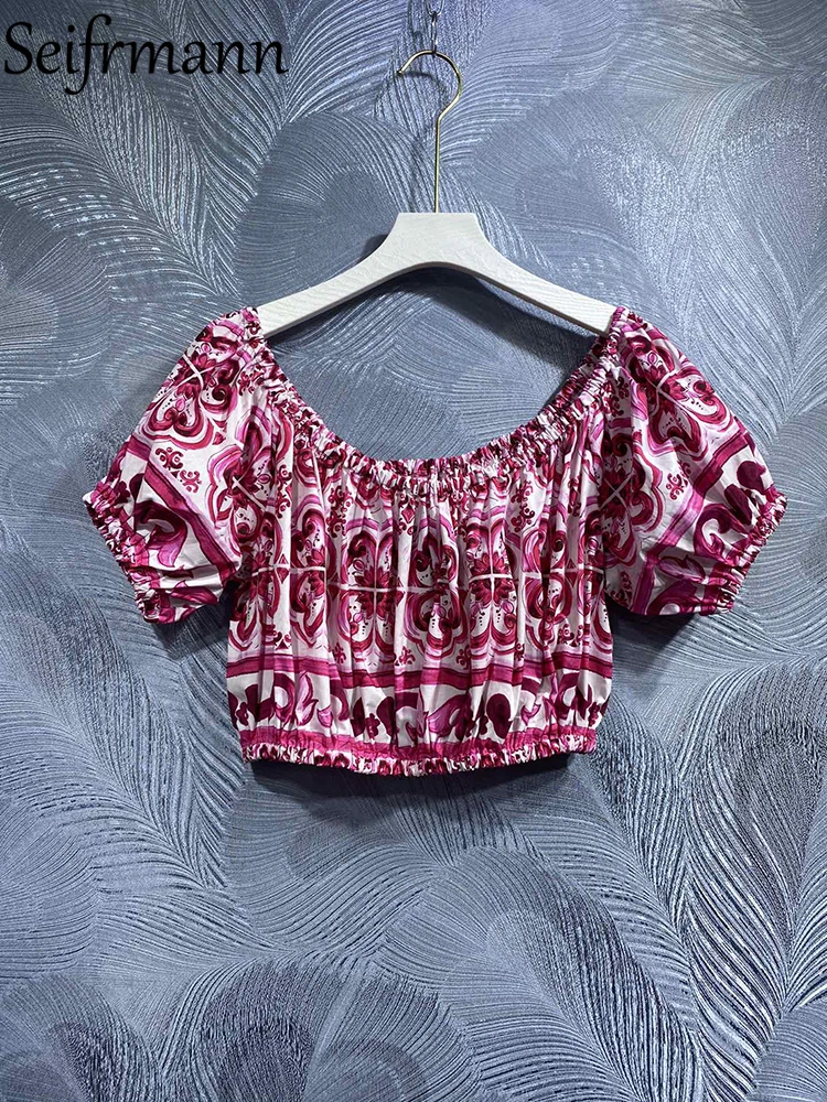 Seifrmann High Quality Summer Women Fashion Designer Holiday Tops Sexy Slash neck Red And White Porcelain Printing Cotton Camis
Seifrmann High Quality Summer Women Fashion Designer Holiday Tops Sexy Slash neck Red And White Porcelain Printing Cotton Camis