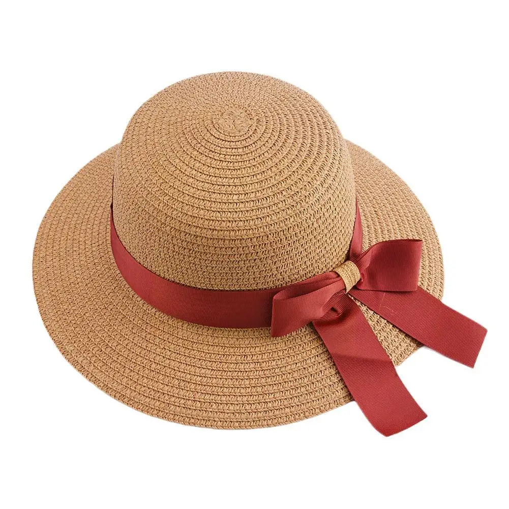 

Шляпа женская Соломенная с широкими полями, складная простая шапка от солнца, с защитой от ультрафиолета, для пляжа, путешествий, H0V2