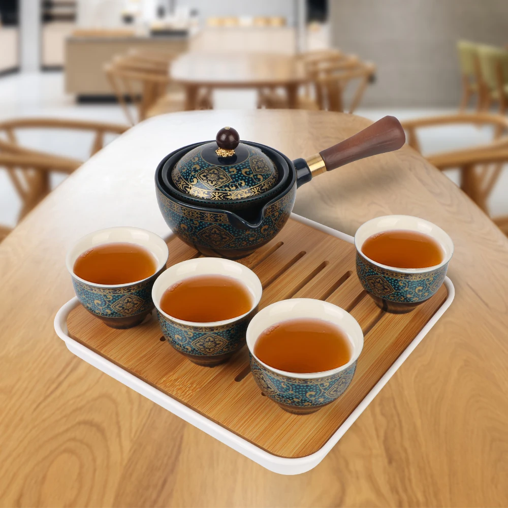 

Керамическая чайная чашка для Пуэра, фарфоровый китайский чайный набор Gongfu, вращающаяся на 360 чайница и заварочный цветок, Изысканная форма