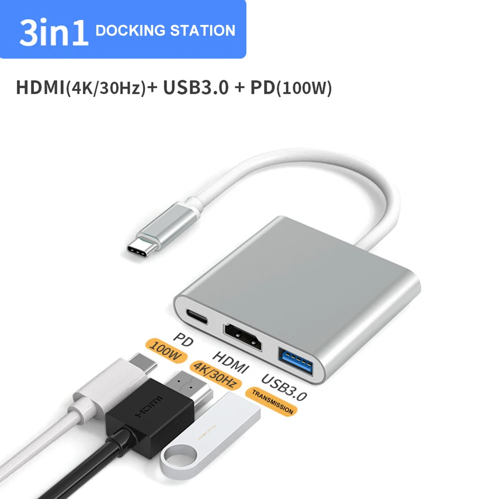 3 В 1 Док-станция Тип C USB Hub To 4k USB 3.0 Otg PD 100 Вт USB Splitter Адаптер Концентратор Для Macbook Ноутбук Переключатели Аксессуары
3 В 1 Док-станция Тип C USB Hub To 4k USB 3.0 Otg PD 100 Вт USB Splitter Адаптер Концентратор Для Macbook Ноутбук Переключатели Аксессуары