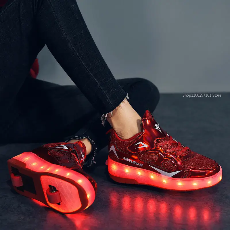 2021 New 27-40 USB Charging Children Sneakers with 2 Wheels Girls Boys Led Shoes Kids Sneakers Roller Skates Adjustable Patinaje
2021 New 27-40 USB Charging Children Sneakers with 2 Wheels Girls Boys Led Shoes Kids Sneakers Roller Skates Adjustable Patinaje