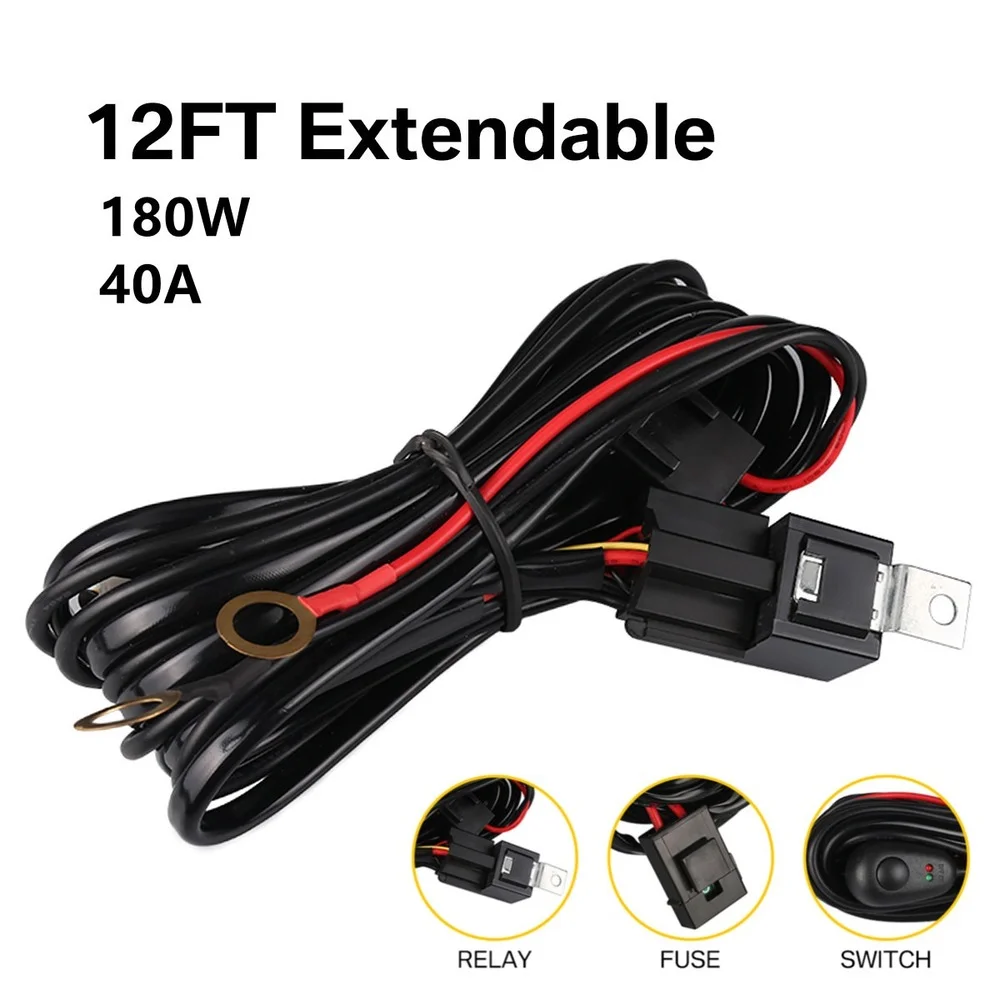 12ft 180W Auto Car Cable Wiring Harness Kit 40A 12V On Off Switch Power Relay 30A Blade Fuse for LED Work Light Off Road Lights
12ft 180W Auto Car Cable Wiring Harness Kit 40A 12V On Off Switch Power Relay 30A Blade Fuse for LED Work Light Off Road Lights