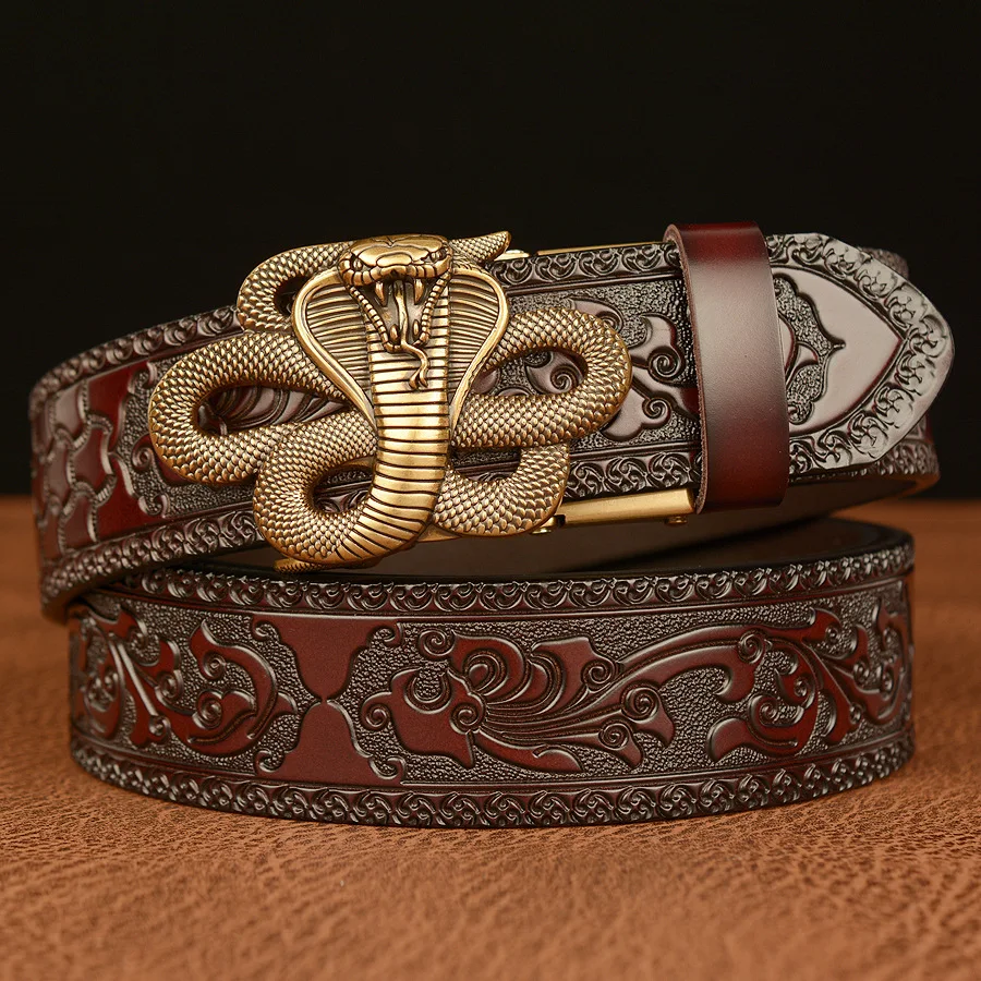 Fashion Brand Cobra Automatic Buckle Men's Belt Cowhide Personality Carved Casual Jeans Belt
Fashion Brand Cobra Automatic Buckle Men's Belt Cowhide Personality Carved Casual Jeans Belt
