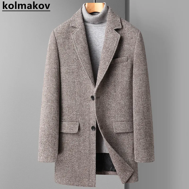 Мужское однобортное пальто, плотное теплое шерстяное пальто, повседневная однобортная куртка, большие размеры, Осень-зима 2022 
Мужское однобортное пальто, плотное теплое шерстяное пальто, повседневная однобортная куртка, большие размеры, Осень-зима 2022