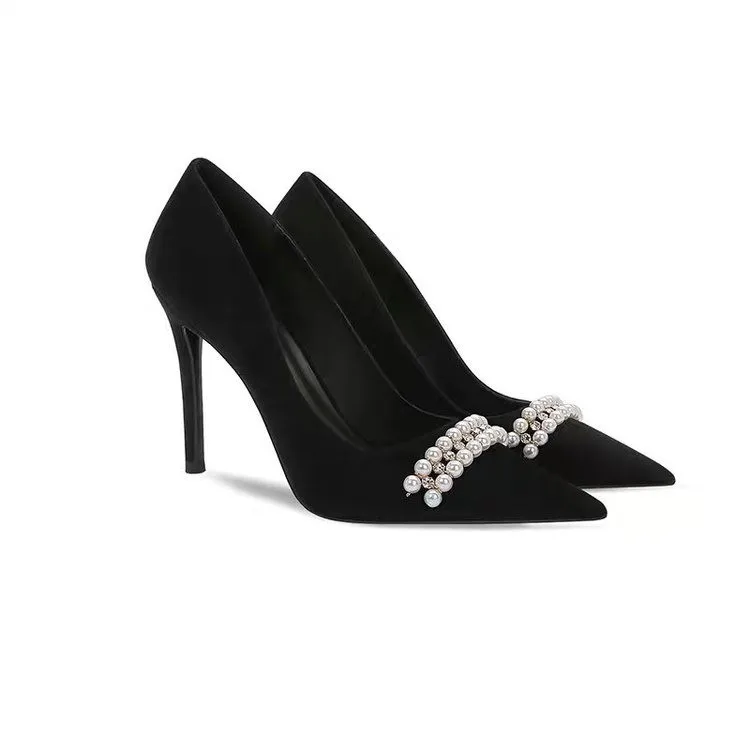 Luxury Designer Pearl Band High Heels Shoes Women New Black Pumps Suede Leather Thin Heeled Office Pumps Dress Work Shoes
Luxury Designer Pearl Band High Heels Shoes Women New Black Pumps Suede Leather Thin Heeled Office Pumps Dress Work Shoes