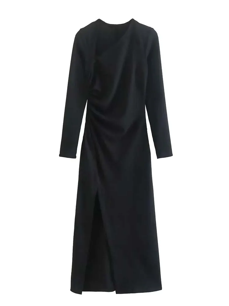 TRAF Long Dress Women Ruched Split Dress Woman Autumn Long Sleeve Vintage Dress Evening Party Dresses For Women 2022
TRAF Long Dress Women Ruched Split Dress Woman Autumn Long Sleeve Vintage Dress Evening Party Dresses For Women 2022