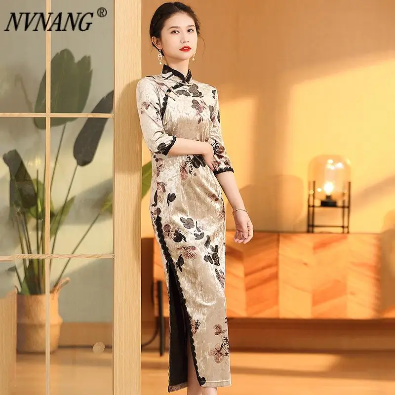 Nvnang Chinese Cheongsam, Velvet Print Butterfly Cheongsam Slim Retro Traditional Cheongsam Dress Spring Summer 2022 Womens Wear
Nvnang Chinese Cheongsam, Velvet Print Butterfly Cheongsam Slim Retro Traditional Cheongsam Dress Spring Summer 2022 Womens Wear