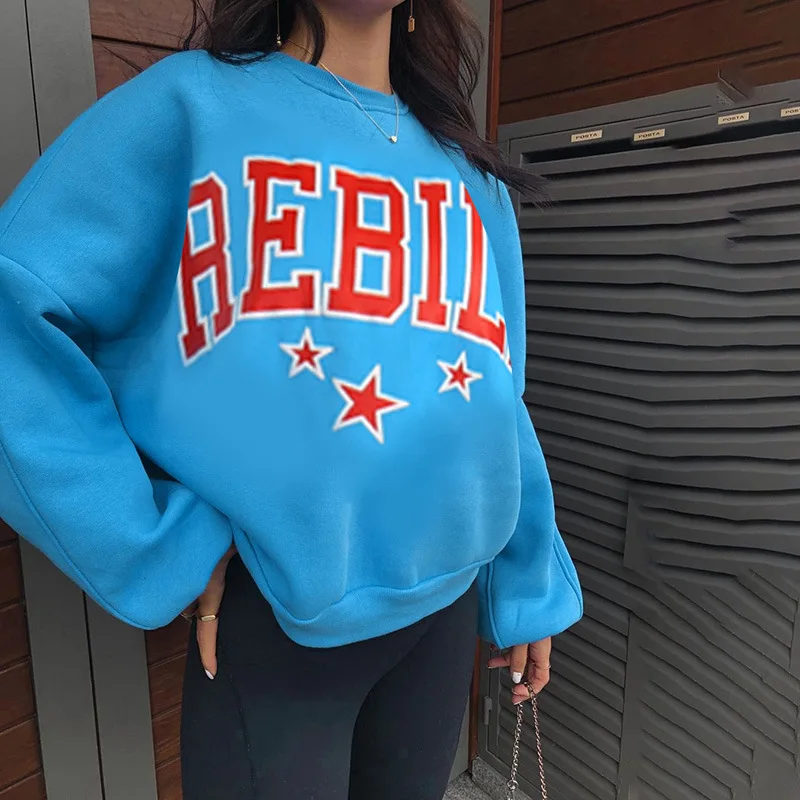 2023 Autumn New Women's Top Casual Personality Offset Letter Crewneck Loose Long-Sleeved Hoodie
2023 Autumn New Women's Top Casual Personality Offset Letter Crewneck Loose Long-Sleeved Hoodie