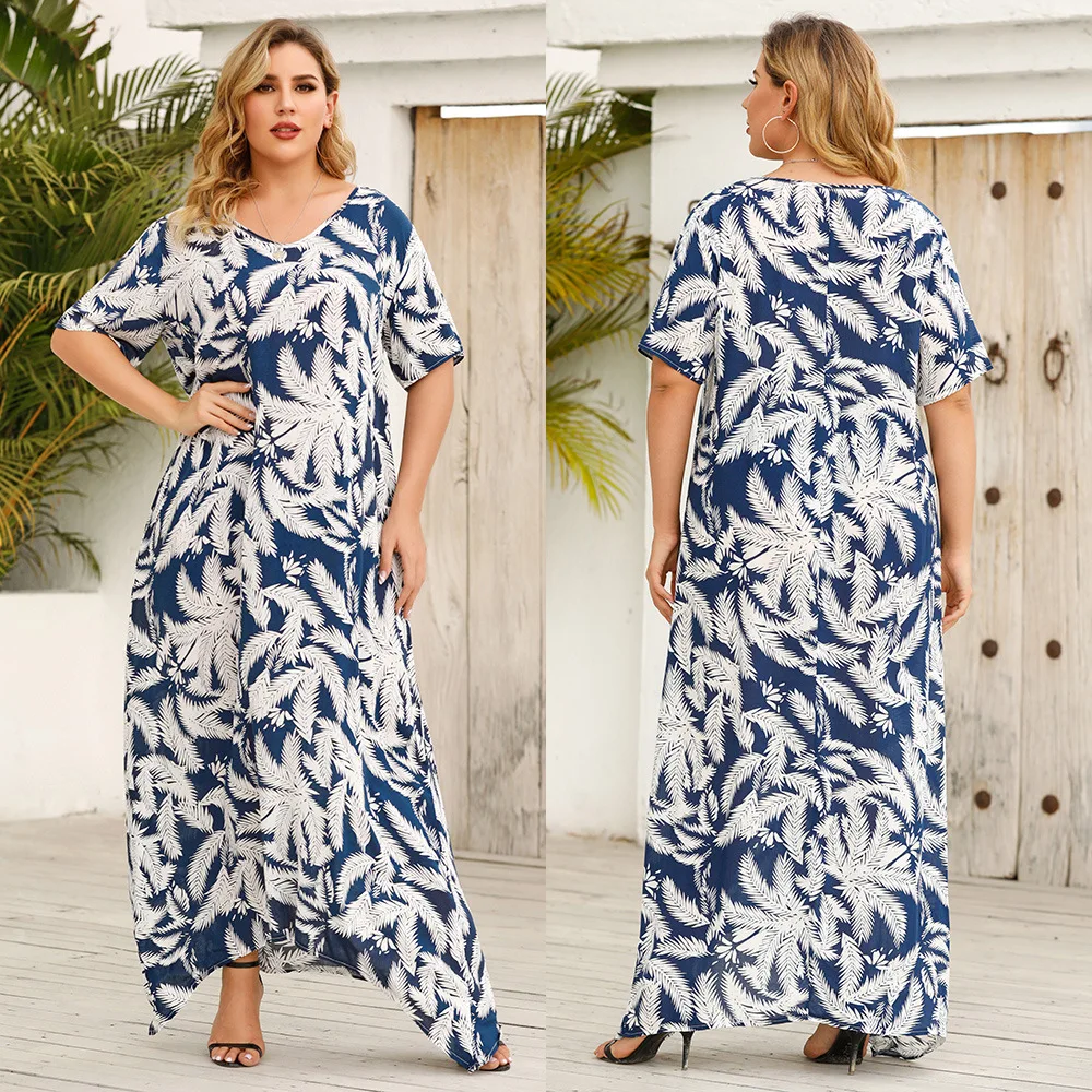 Women's Loose Dress 2022 Summer New Fashion V-Neck Half-Sleeve Long Skirt Large Swing Print Dress
Women's Loose Dress 2022 Summer New Fashion V-Neck Half-Sleeve Long Skirt Large Swing Print Dress