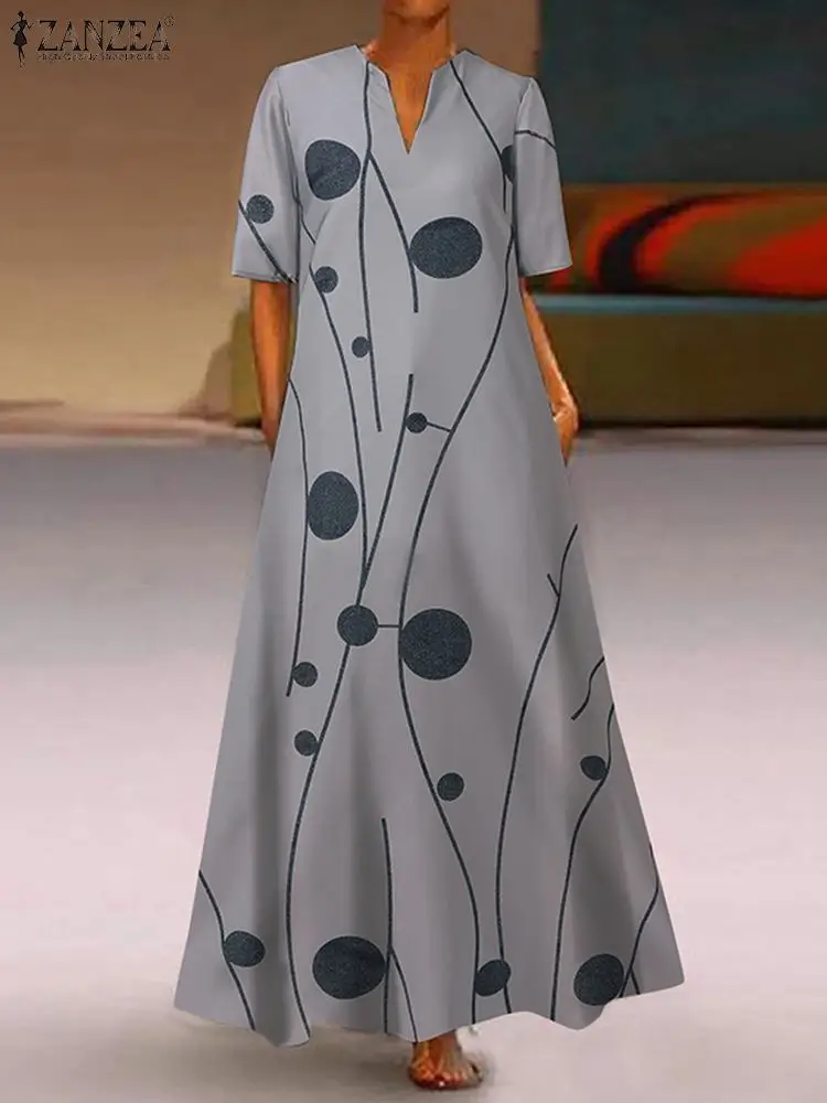 ZANZEA Stylish Summer V Neck Short Sleeve Printed Holiday Dress Women Sundress Bohemian Floral Party Maxi Vestidos Robe Femme
ZANZEA Stylish Summer V Neck Short Sleeve Printed Holiday Dress Women Sundress Bohemian Floral Party Maxi Vestidos Robe Femme