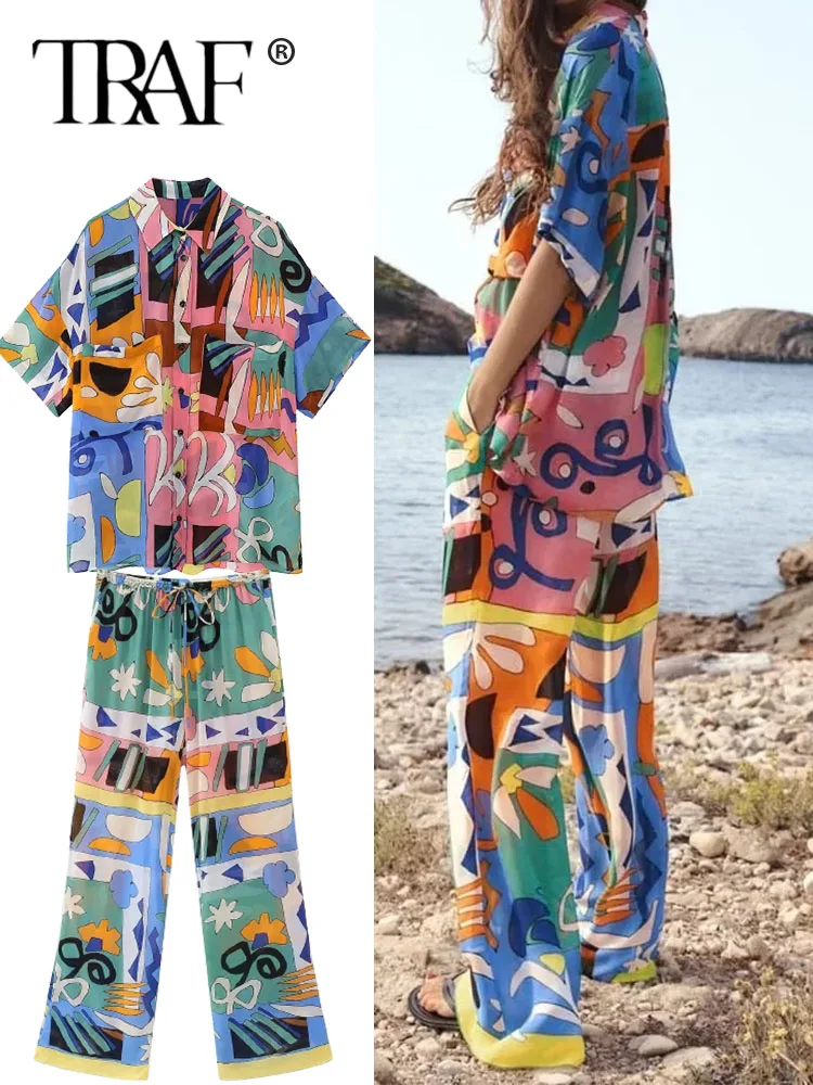 TRAF 2023 Women's Pants Sets Print Wide Leg Pants For Women Baggy Casual Pants Y2k Vintage Streetwear Woman Trousers Pantsuits
TRAF 2023 Women's Pants Sets Print Wide Leg Pants For Women Baggy Casual Pants Y2k Vintage Streetwear Woman Trousers Pantsuits