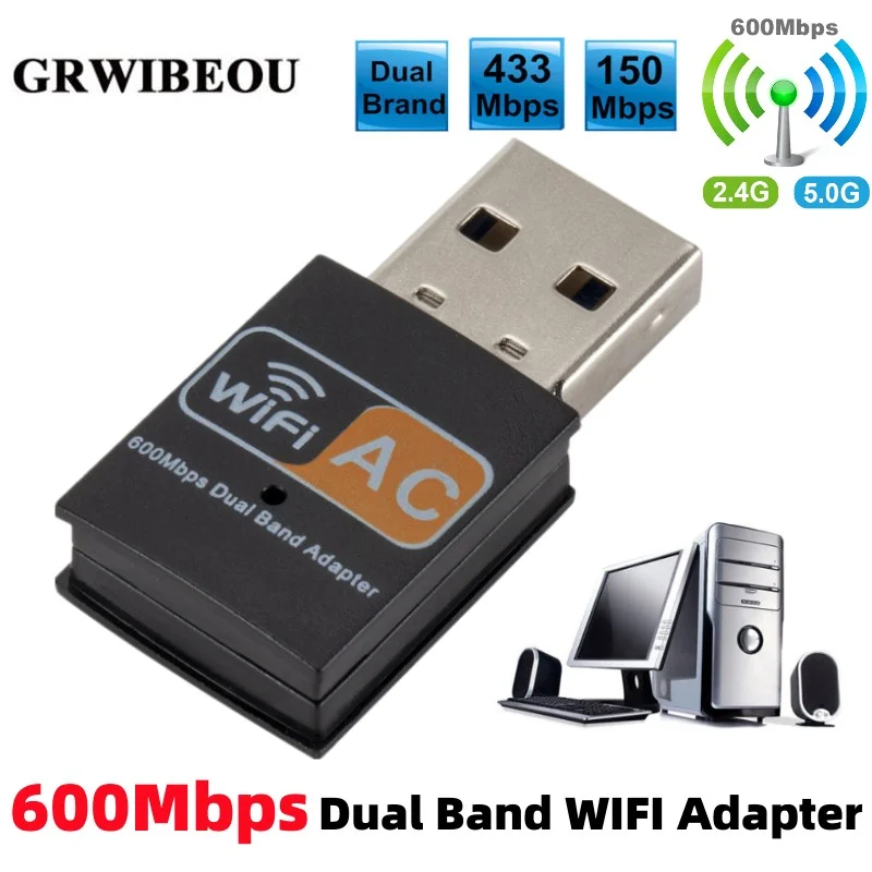 GRWIBEOU 600Mbps USB Wifi Adapter 2.4GHz+5GHz Antenna USB Ethernet wireless Network Card Dual Band Wireless USB WiFi Adapter 
GRWIBEOU 600Mbps USB Wifi Adapter 2.4GHz+5GHz Antenna USB Ethernet wireless Network Card Dual Band Wireless USB WiFi Adapter