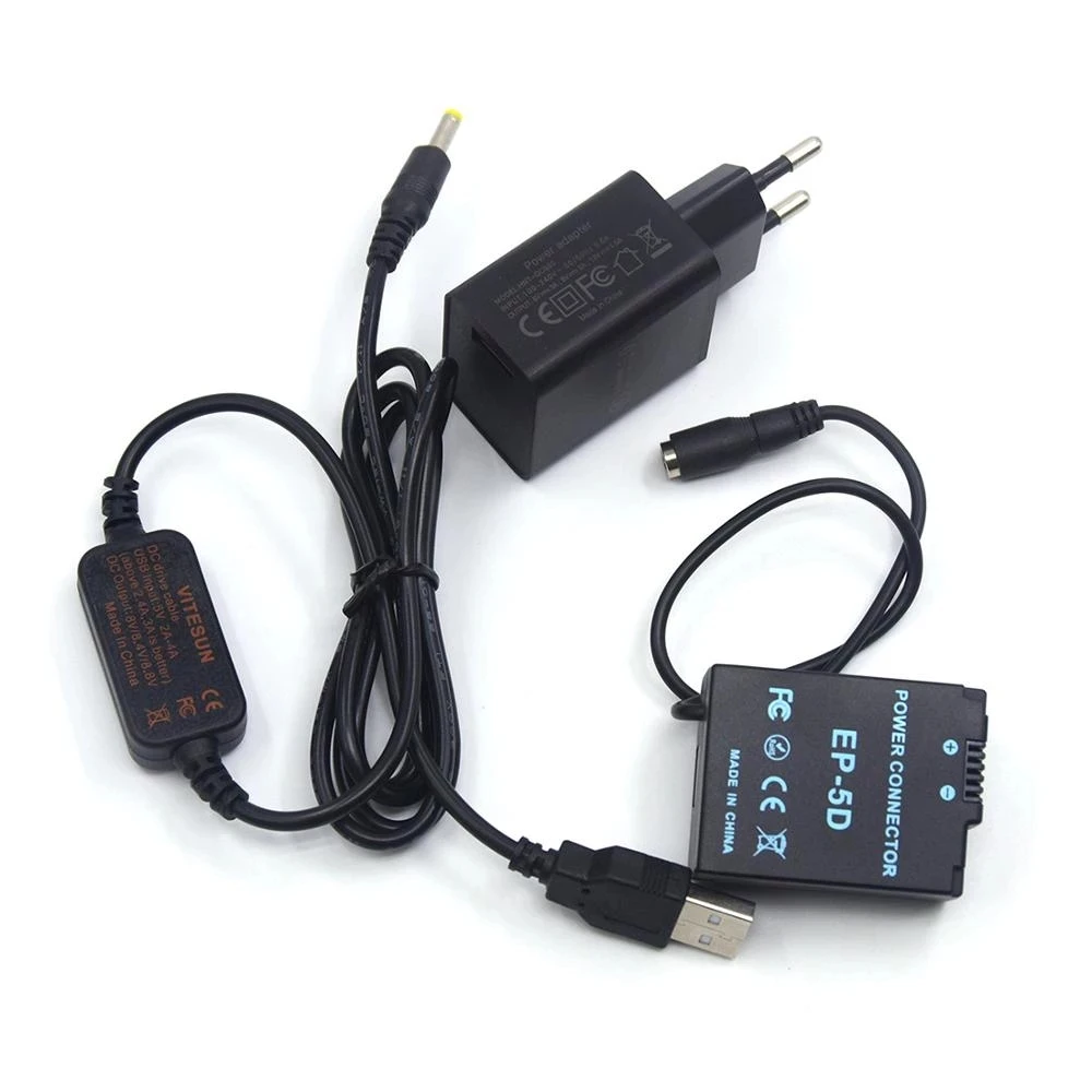 

USB Cable+QC3.0 USB Charger+EP-5D EP5D DC Coupler ENEL21 EN-EL21 Dummy Battery For Nikon 1 V2 1V2 Cameras