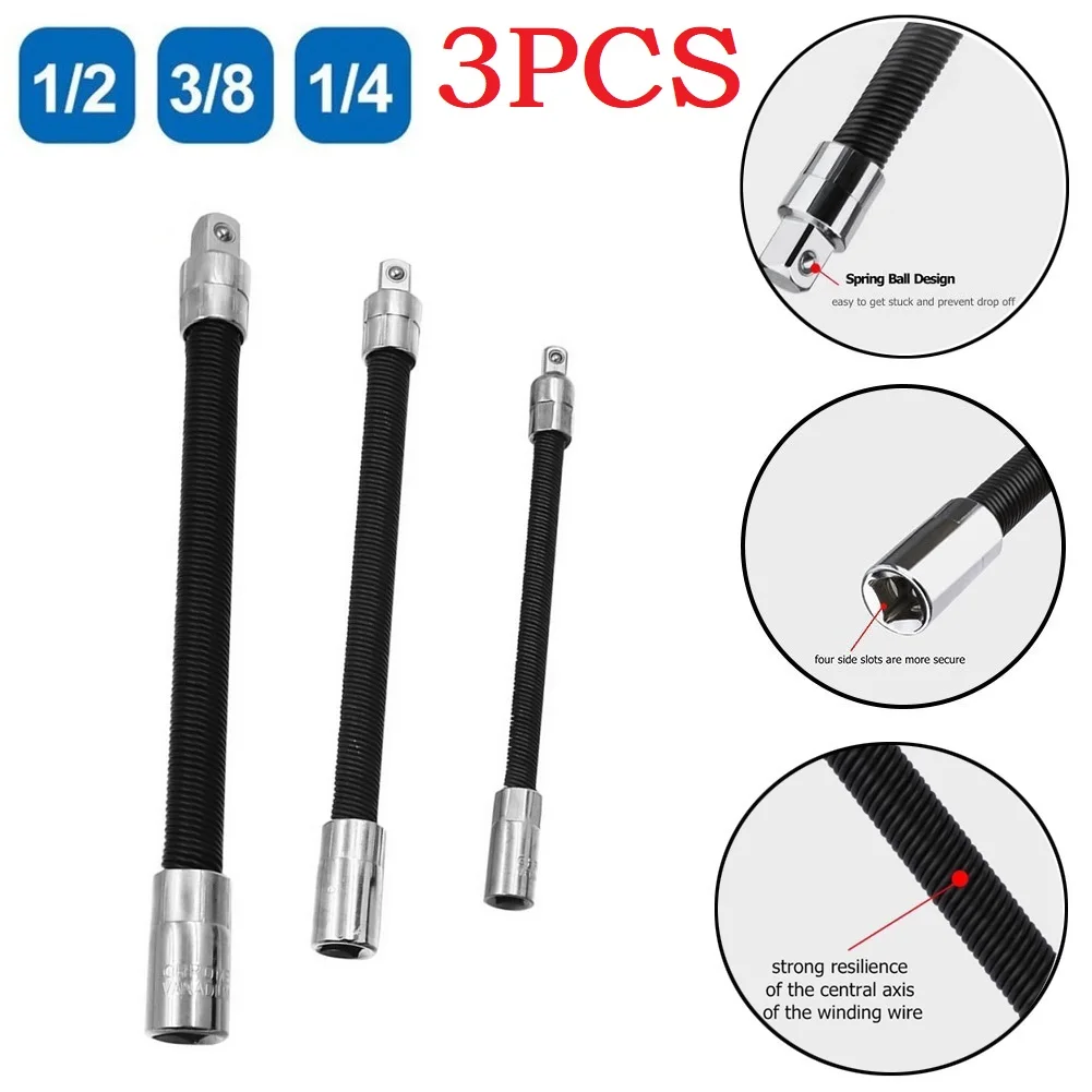 3pcs/1set 1/4 3/8 1/2 Hex Shank Flexible Shaft Extension Rod Driver Socket Adapter Ratchet Wrench Extende Hand Tool
3pcs/1set 1/4 3/8 1/2 Hex Shank Flexible Shaft Extension Rod Driver Socket Adapter Ratchet Wrench Extende Hand Tool