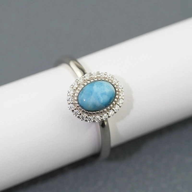 925 Sterling Silver Natural Gemstones Larimar Ring for Women Geometry Design Classic Simple Female Jewelry Dating
925 Sterling Silver Natural Gemstones Larimar Ring for Women Geometry Design Classic Simple Female Jewelry Dating