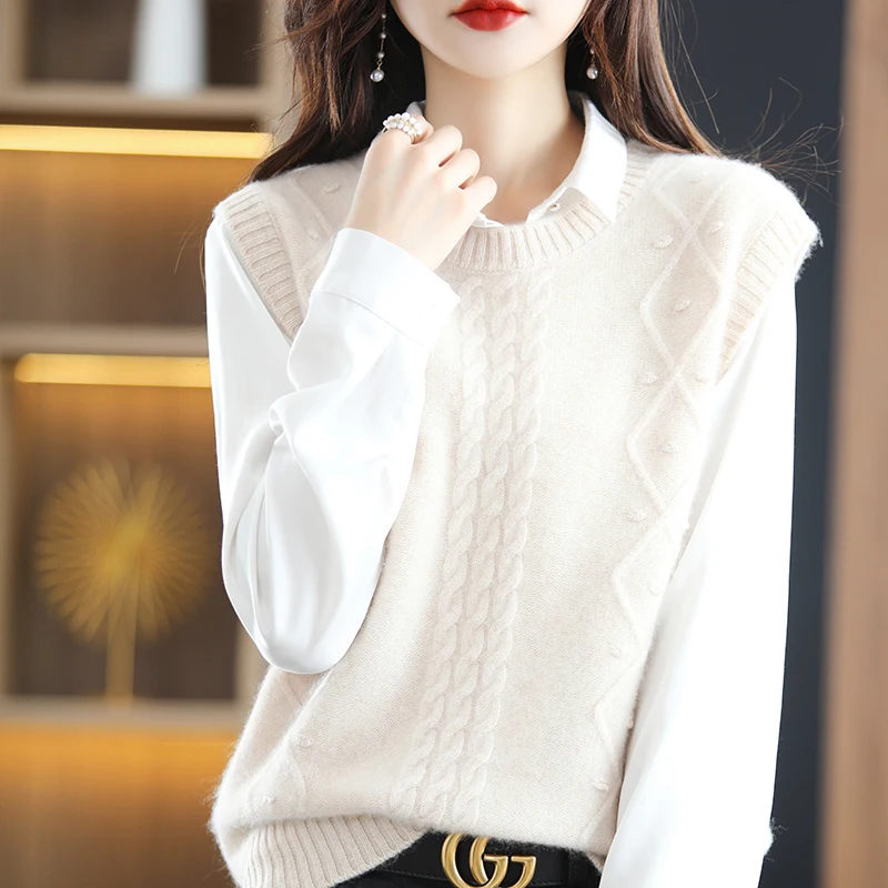 Cloud-like Soft Waxy European And American Style 100% Cashmere Vest Women's Knitted Sweater Round Neck All-match Solid Color
Cloud-like Soft Waxy European And American Style 100% Cashmere Vest Women's Knitted Sweater Round Neck All-match Solid Color