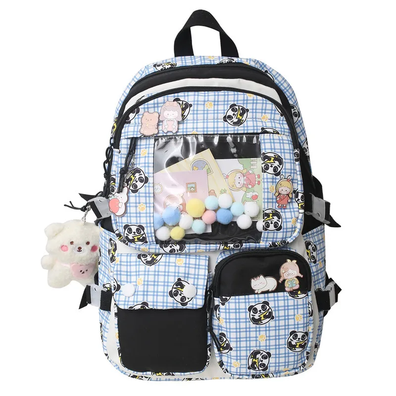 Large-capacity Cute Women Multi-Pocket Plaid Nylon Junior High School Student School Bag Female Girl Backpack Laptop Book 2022
Large-capacity Cute Women Multi-Pocket Plaid Nylon Junior High School Student School Bag Female Girl Backpack Laptop Book 2022
