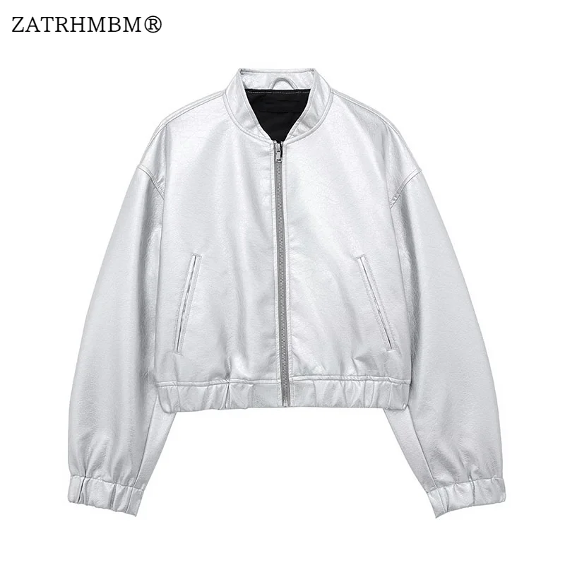 ZATRHMBM Women 2023 Autumn Fashion Faux Leather Bomber Jacket Coat Vintage Long Sleeves Side Pockets Female Outerwear Chic Tops
ZATRHMBM Women 2023 Autumn Fashion Faux Leather Bomber Jacket Coat Vintage Long Sleeves Side Pockets Female Outerwear Chic Tops