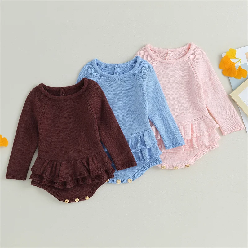 Baby Girls Knitted Romper Solid Color Autumn Winter Warm Clothes Long Sleeve Crew Neck Ruffles Newborn Sweater Jumpsuits
Baby Girls Knitted Romper Solid Color Autumn Winter Warm Clothes Long Sleeve Crew Neck Ruffles Newborn Sweater Jumpsuits
