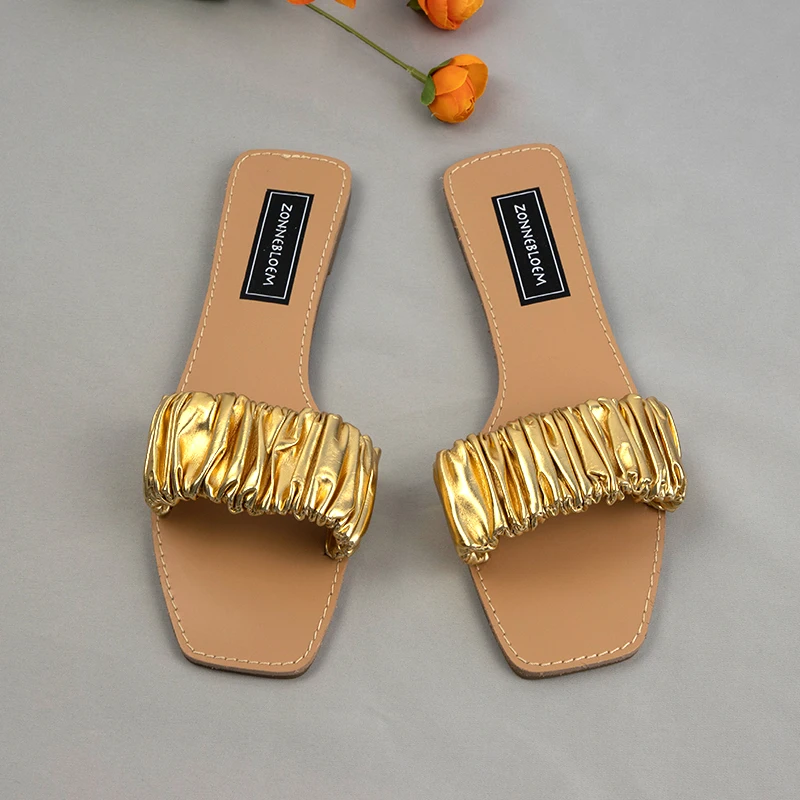 Casual Women Shoes 2022 Summer Beach Ladies Slides Trendy Square Toe Flat with Concise Deign Gold Large Size Woman Sandals
Casual Women Shoes 2022 Summer Beach Ladies Slides Trendy Square Toe Flat with Concise Deign Gold Large Size Woman Sandals