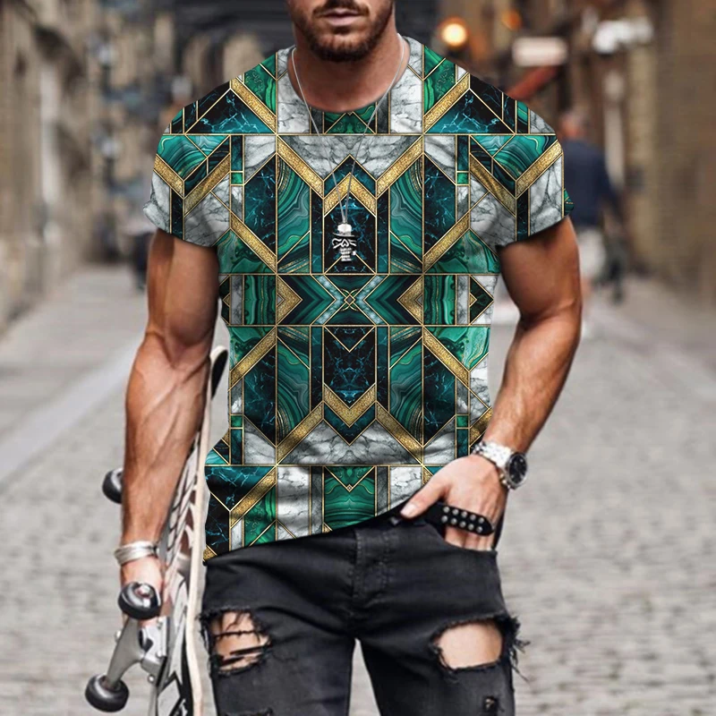 Summer Men's T-Shirt Over-sized Loose Clothes Trend Short Sleeve Fashion Street Geometric Square Green 3D Printed O-Neck T-Shirt
Summer Men's T-Shirt Over-sized Loose Clothes Trend Short Sleeve Fashion Street Geometric Square Green 3D Printed O-Neck T-Shirt
