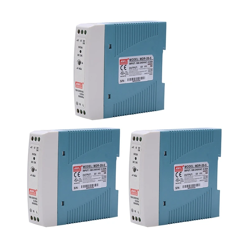 3X MDR-20 5V 20W Din Rail Power Supply Ac-Dc Driver Voltage Regulator Power Suply 110V 220V
3X MDR-20 5V 20W Din Rail Power Supply Ac-Dc Driver Voltage Regulator Power Suply 110V 220V