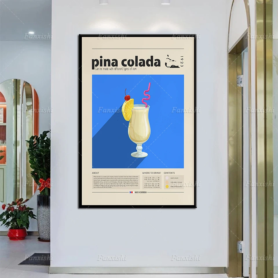 Pina Colado Retro Poster, Cocktail Print, American Poster,Housewarming Gift,Kitchen Decor, Mid Century Poster, Minimalist Prints
Pina Colado Retro Poster, Cocktail Print, American Poster,Housewarming Gift,Kitchen Decor, Mid Century Poster, Minimalist Prints