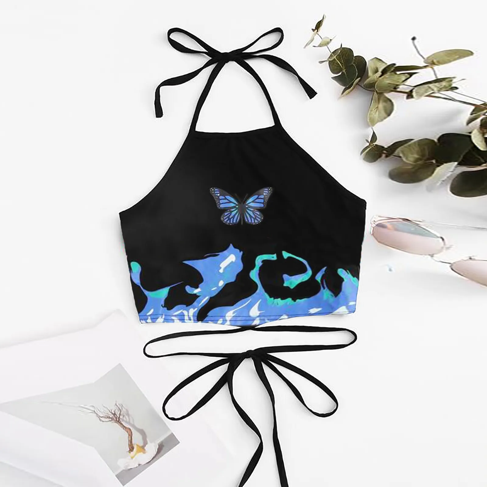 halter tops summer Women Tops Butterfly Print Sleeveless Strapped Pullover Vest girl Tank Crop Shirts Workout clothes clothing 
halter tops summer Women Tops Butterfly Print Sleeveless Strapped Pullover Vest girl Tank Crop Shirts Workout clothes clothing