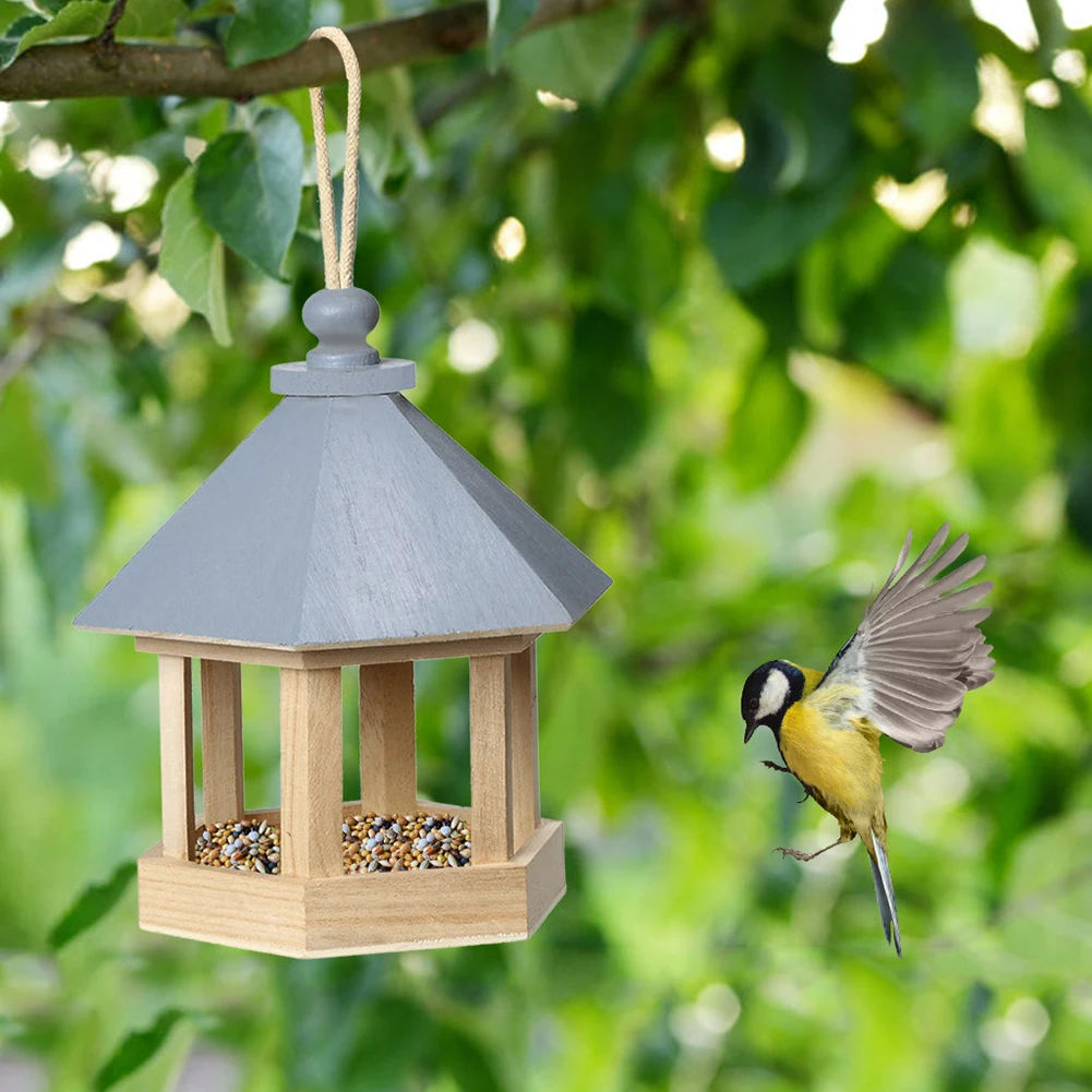 Garden Window Hanging Bird Feeder House Wooden Birdhouse Parrot Cage Bird Seeds Food Feeder Ornaments Yard Decor Outdoor 
Garden Window Hanging Bird Feeder House Wooden Birdhouse Parrot Cage Bird Seeds Food Feeder Ornaments Yard Decor Outdoor