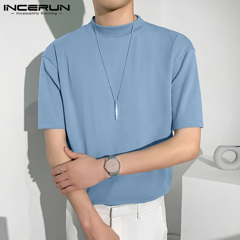 INCERUN 2022 Men T Shirt Solid Color Turtleneck Short Sleeve Loose Korean Tee Tops Men Streetwear Fashion Casual Camisetas S-5XL
INCERUN 2022 Men T Shirt Solid Color Turtleneck Short Sleeve Loose Korean Tee Tops Men Streetwear Fashion Casual Camisetas S-5XL