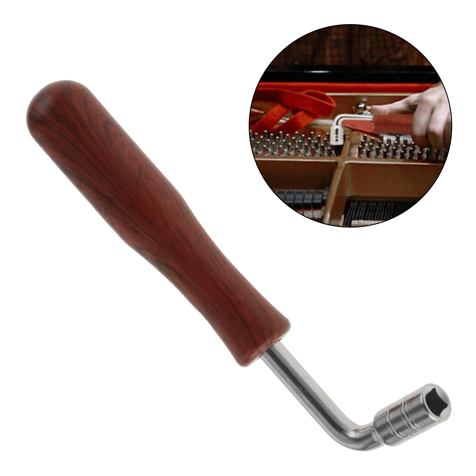 

Piano Tuning Hammer L-shaped Square Spanner Tuner Spanner Tip String Piano Repair Tool Wood Shank for Four Corner Guzheng Wrench