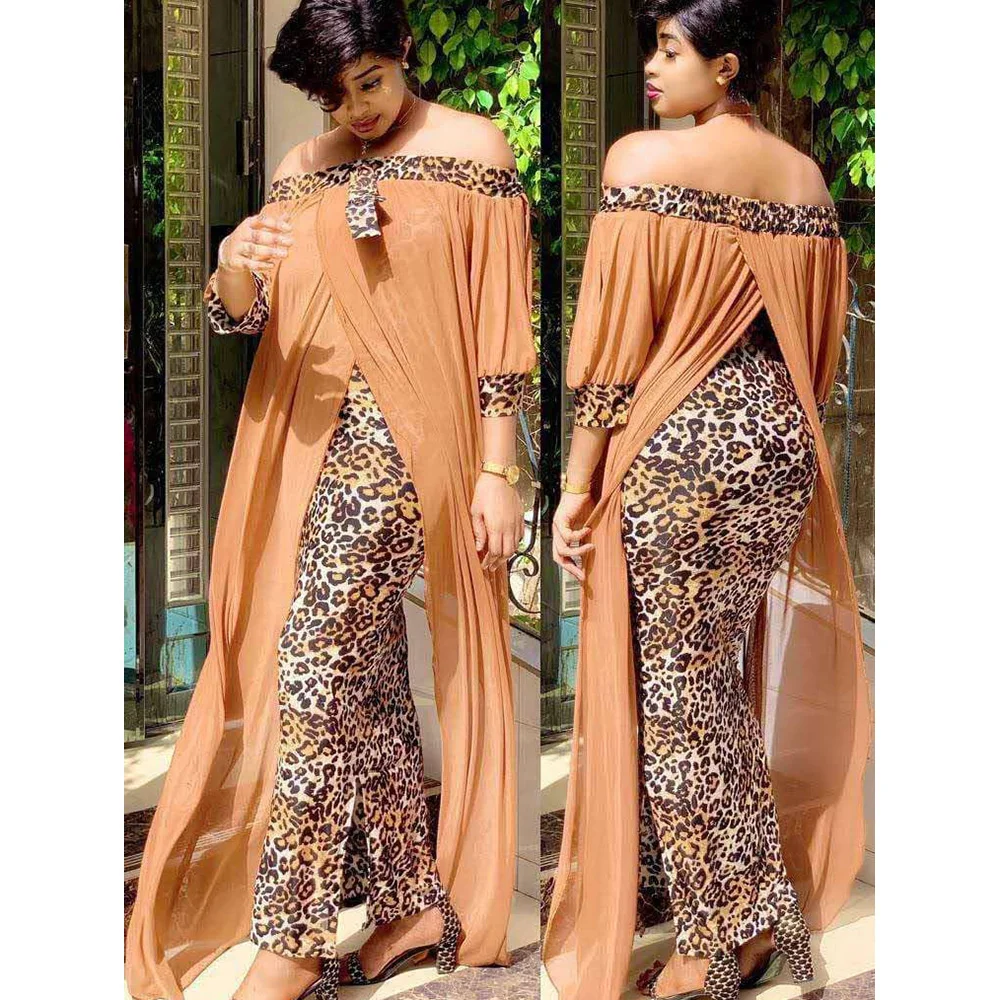 Sexy Off Shoulder Long Dress Maxi Female Bodycon Vintage Robe Female Chiffon Fake Two Piece Leopard Dresses For Women Casual 
Sexy Off Shoulder Long Dress Maxi Female Bodycon Vintage Robe Female Chiffon Fake Two Piece Leopard Dresses For Women Casual
