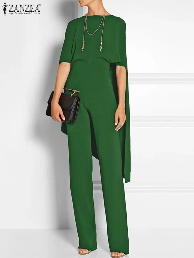 ZANZEA Elegant Fashion Asymmetric Hem Work OL Cape Women Summer Solid Jumpsuit O-Neck Half Sleeve Ankle Length Buttons Rompers
ZANZEA Elegant Fashion Asymmetric Hem Work OL Cape Women Summer Solid Jumpsuit O-Neck Half Sleeve Ankle Length Buttons Rompers