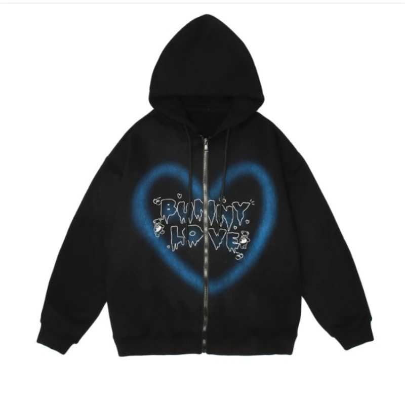 Y2k 2022 Women Zip Up Hoodie Hip Hop Streetwear Graffiti Print Heart Letter Bear Print sweatshirt Coat Top Autumn Harajuku Punk
Y2k 2022 Women Zip Up Hoodie Hip Hop Streetwear Graffiti Print Heart Letter Bear Print sweatshirt Coat Top Autumn Harajuku Punk
