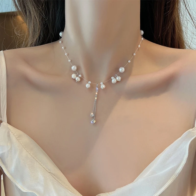 Romantic Pearl Bead Choker Necklace For Women Girls Zircon Tassel Pendant Necklaces Clavicle Chain Necklace Lover Gift Jewelry
Romantic Pearl Bead Choker Necklace For Women Girls Zircon Tassel Pendant Necklaces Clavicle Chain Necklace Lover Gift Jewelry