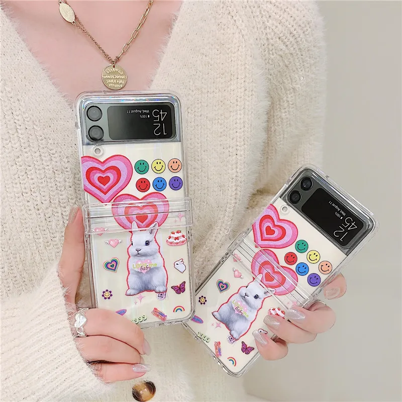 Luxury Full Coverage Phone Cases For Samsung Galaxy Z Flip 3 4 Cute Rabbit Clear PC Hard Cover Case For Samsung Z Flip3 Flip4 5G
Luxury Full Coverage Phone Cases For Samsung Galaxy Z Flip 3 4 Cute Rabbit Clear PC Hard Cover Case For Samsung Z Flip3 Flip4 5G