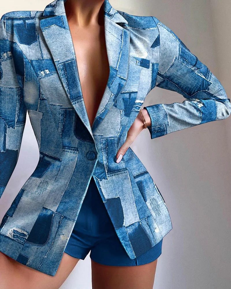 Women Suit Sets New Turn-Down Collar Long Sleeve Blazer Shorts Outfit Spring Autumn Slim Fit Lady single Buckle Print Streetwear
Women Suit Sets New Turn-Down Collar Long Sleeve Blazer Shorts Outfit Spring Autumn Slim Fit Lady single Buckle Print Streetwear