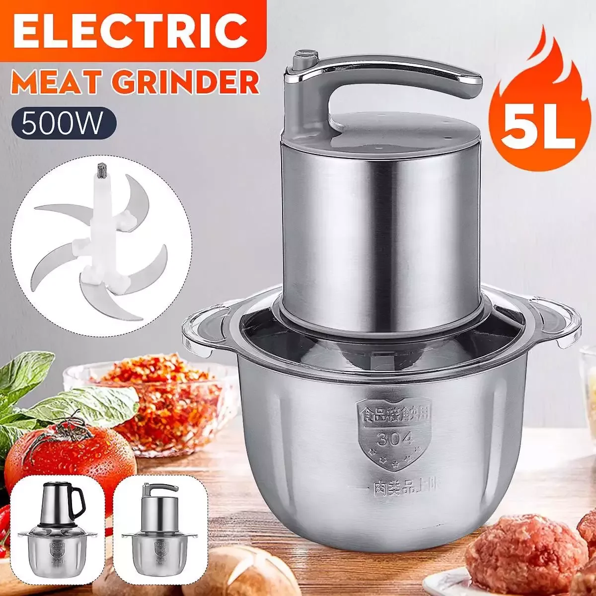 NEW IN 220V Stainless Steel 2L Capacity Chopper Meat Grinder Mincer Food Sausage Vegetable Processor Slicer Processor
NEW IN 220V Stainless Steel 2L Capacity Chopper Meat Grinder Mincer Food Sausage Vegetable Processor Slicer Processor
