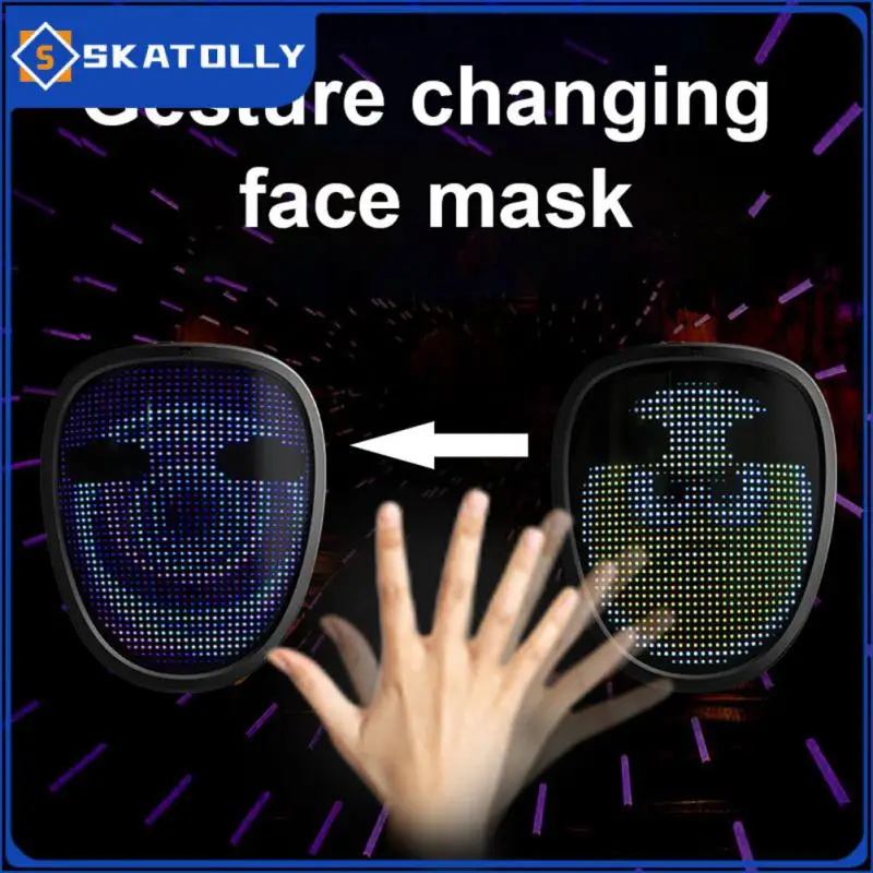 

Пластиковая блестящая маска, меняющая лицо полноцветные светодиодные маски, «сделай сам», перестраиваемая программируемая маска для бара, дом с привидениями, 5 В/1 А, рассеиватель демонов