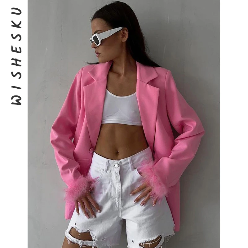 Women Notched Collar Long Sleeve Pink Blazer Jackets Office Lady Casual Baggy Coats 2023 Spring Fall Harajuku Formal Clothes
Women Notched Collar Long Sleeve Pink Blazer Jackets Office Lady Casual Baggy Coats 2023 Spring Fall Harajuku Formal Clothes
