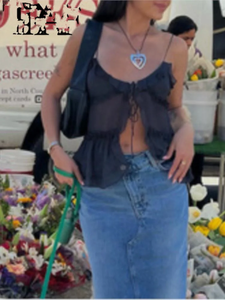 Women Tank Top Summer Fashion Ruffles Traf Blouses Sexy Solid Color Vest Spaghetti Strap Sleeveless Y2k Top For Women Thin Dress
Women Tank Top Summer Fashion Ruffles Traf Blouses Sexy Solid Color Vest Spaghetti Strap Sleeveless Y2k Top For Women Thin Dress