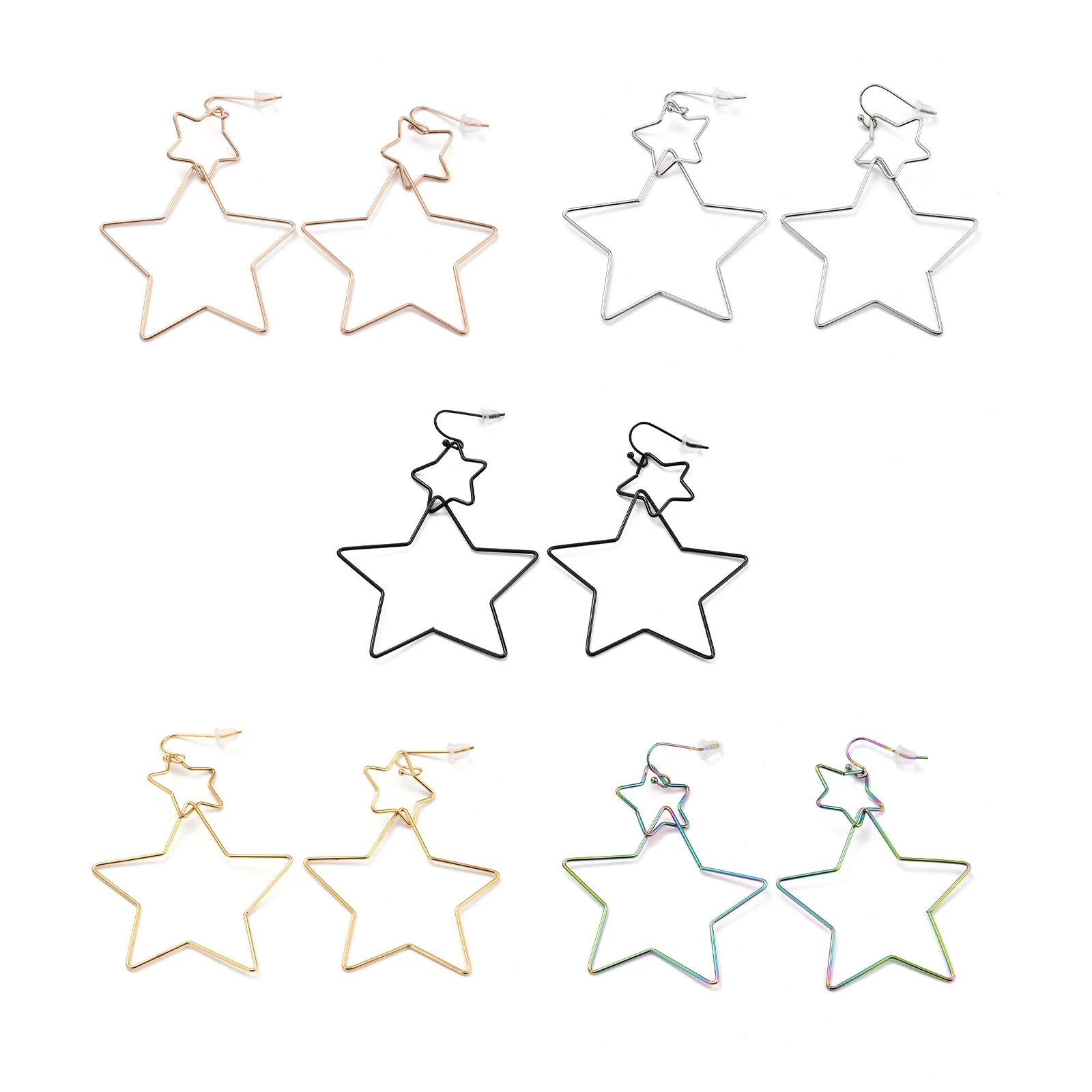 Kissitty 10 Pairs Stainless Steel Wire Wrap Large Geometry Drop Earrings for Women Interlock Double Open Star Dangle Earrings
Kissitty 10 Pairs Stainless Steel Wire Wrap Large Geometry Drop Earrings for Women Interlock Double Open Star Dangle Earrings