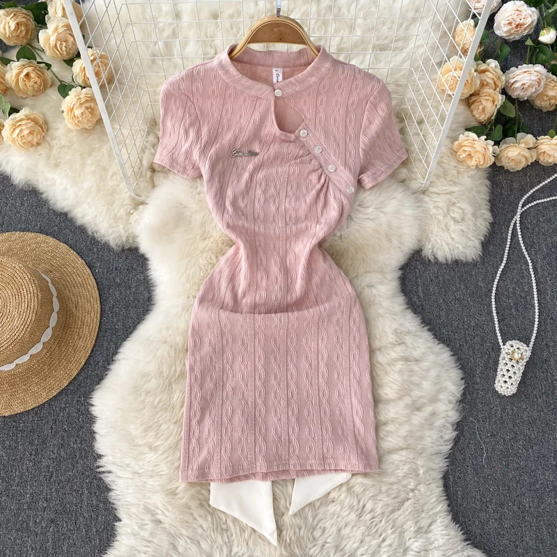 New Fashion Women Summer Retro Cheongsam Round Neck Short Sleeve Bow Wrap Hip Short Dress Vintage Elegant Vestidos G219
New Fashion Women Summer Retro Cheongsam Round Neck Short Sleeve Bow Wrap Hip Short Dress Vintage Elegant Vestidos G219