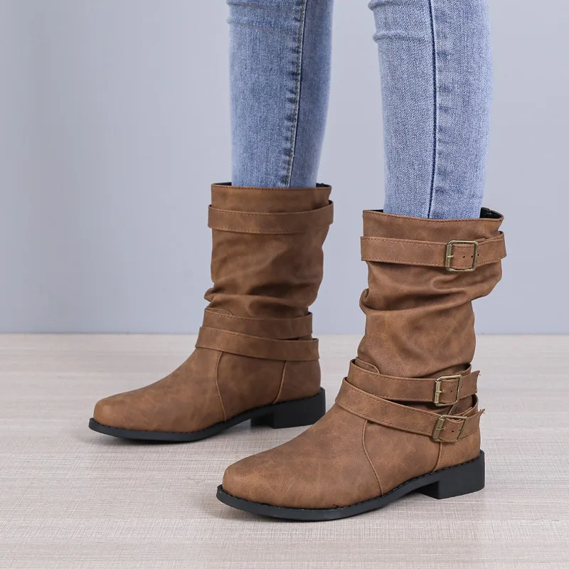 2023 Shoes Female Mid-Calf Women's Boots Plus Size Modern Boots Women Pleated Belt Buckle Round Toe Slip-on Low Heel Shoes Women
2023 Shoes Female Mid-Calf Women's Boots Plus Size Modern Boots Women Pleated Belt Buckle Round Toe Slip-on Low Heel Shoes Women